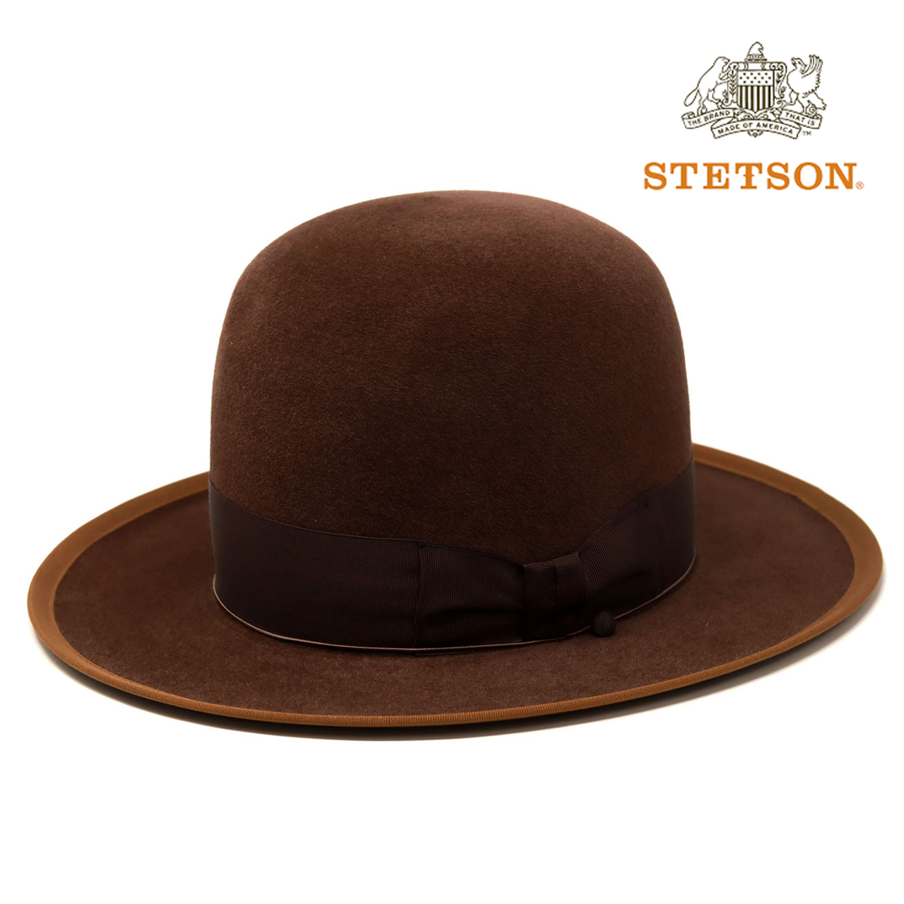 フェルトハット ステットソン CUSTOM V OPENCROWN 復刻 ラビット STETSON ハット ボーラーハット メンズ 帽子 送料無料  中折れハット 中茶