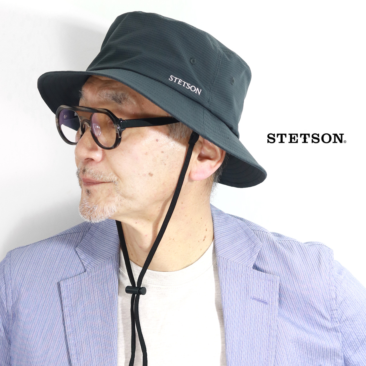 STETSON 帽子 メンズ ハット 紐付き COOL DOTS 撥水 軽量 レジャー 