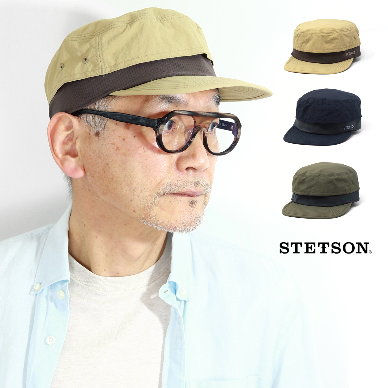 撥水 ワークキャップ メンズ 帽子 STETSON キャップ プレゼント 軽量 持ち運び便利 パッカ...