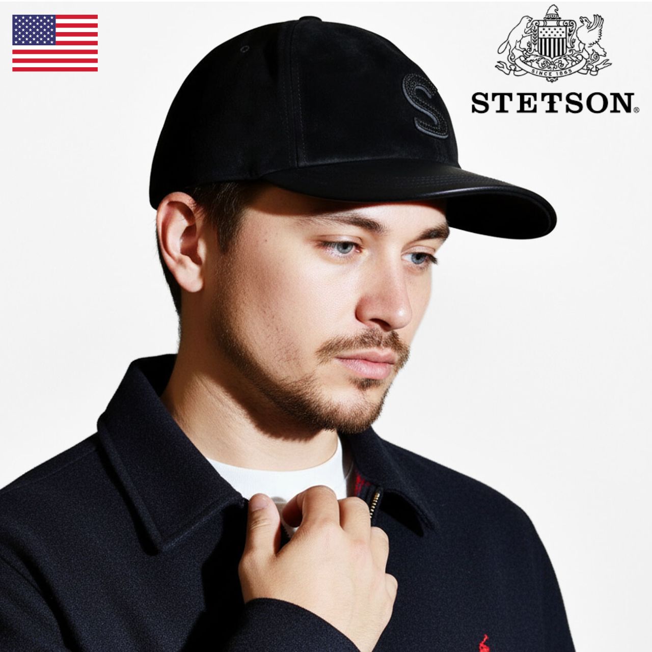STETSON（ステットソン） レザーキャップ メンズ 豚革 キャップ 牛革