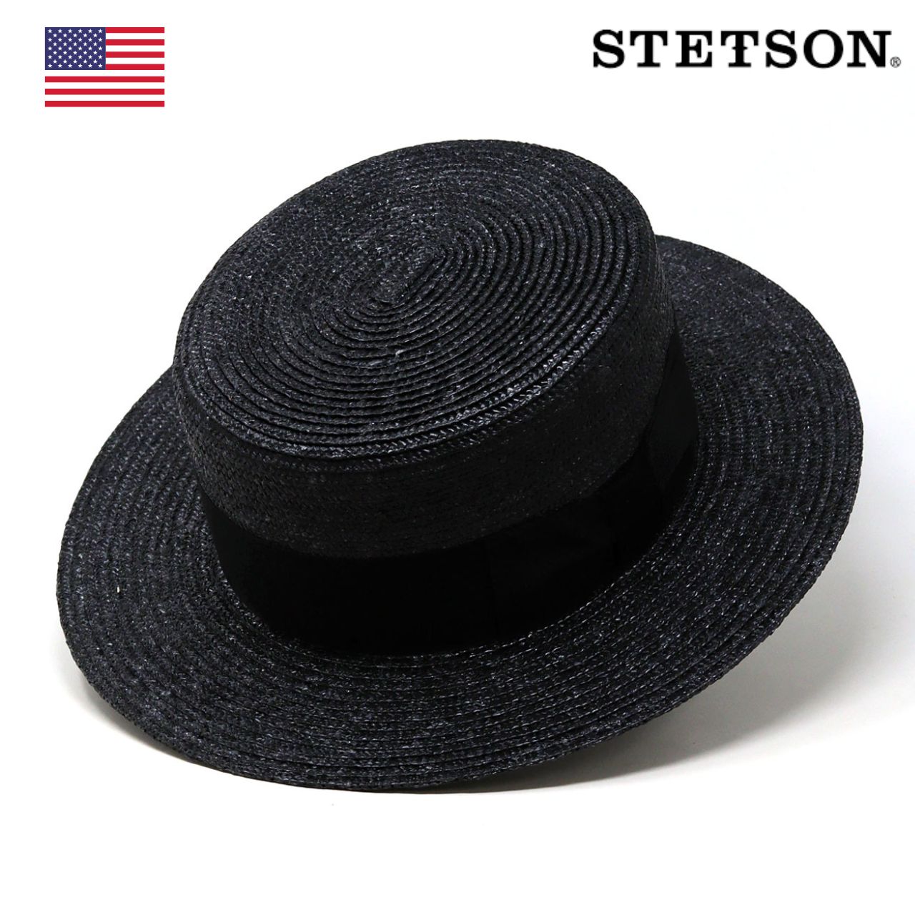 STETSON（ステットソン） カンカン帽 メンズ 麦 カンカン リボン