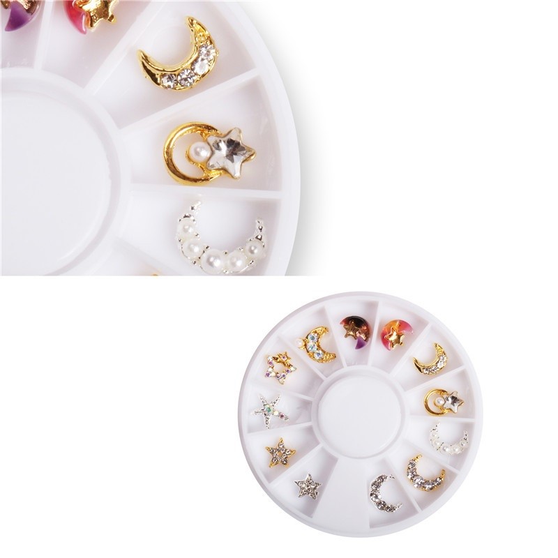 ネイルパーツ 月 星 12個セット ムーン スター 宝石 ビジューネイル