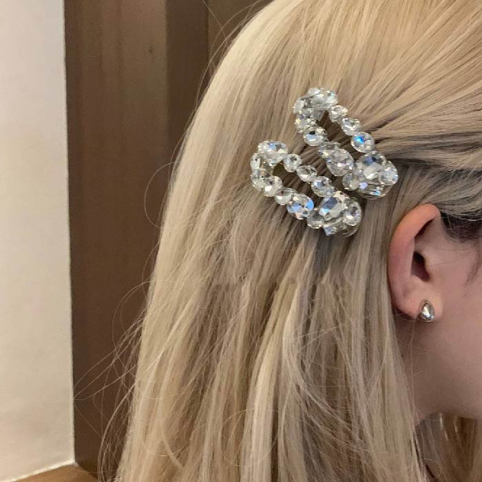 ヘアクリップ ラインストーン 1個 ヘアアクセサリー サイドクリップ