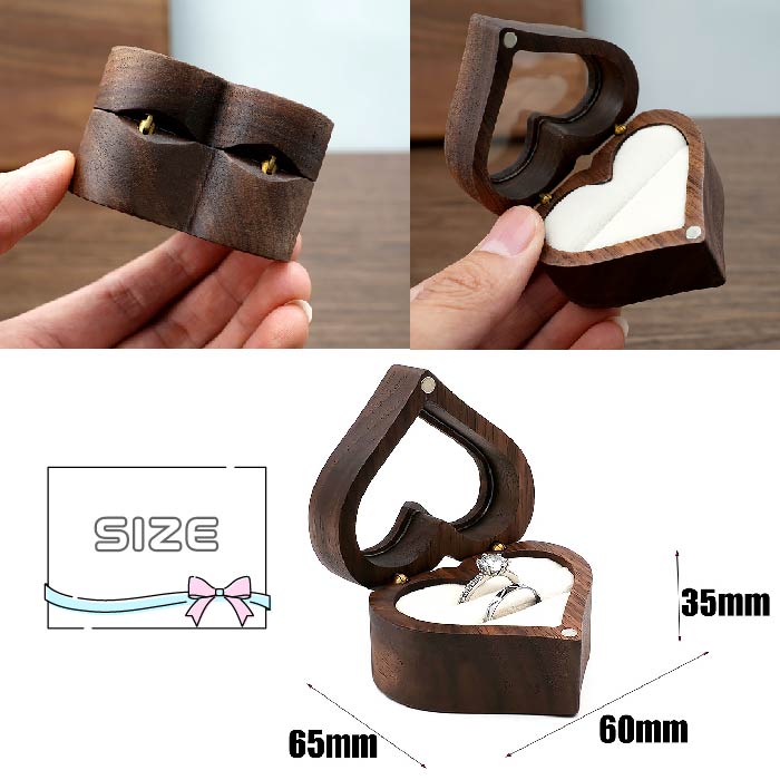 ハート型引き出しの木製小物入れ　ジュエリーボックス アクセサリー収納 アクセサリーケース 木製 2段 引き出し ジュエリー