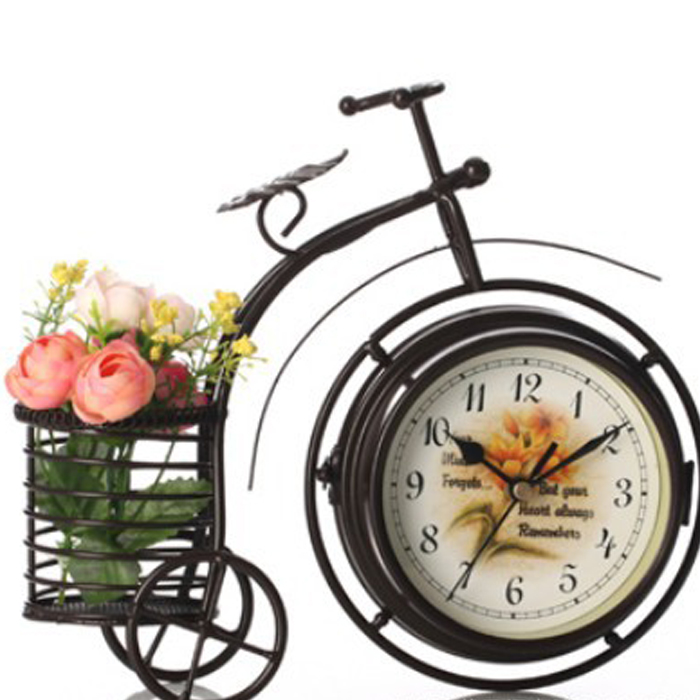 自転車型 置時計 4色からご選択 アナログ時計 レトロ アンティーク