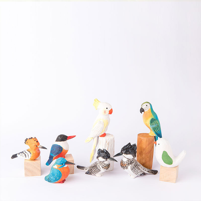 鳥の彫刻 6個セット オブジェ 置物 スズメ かわいい おしゃれ
