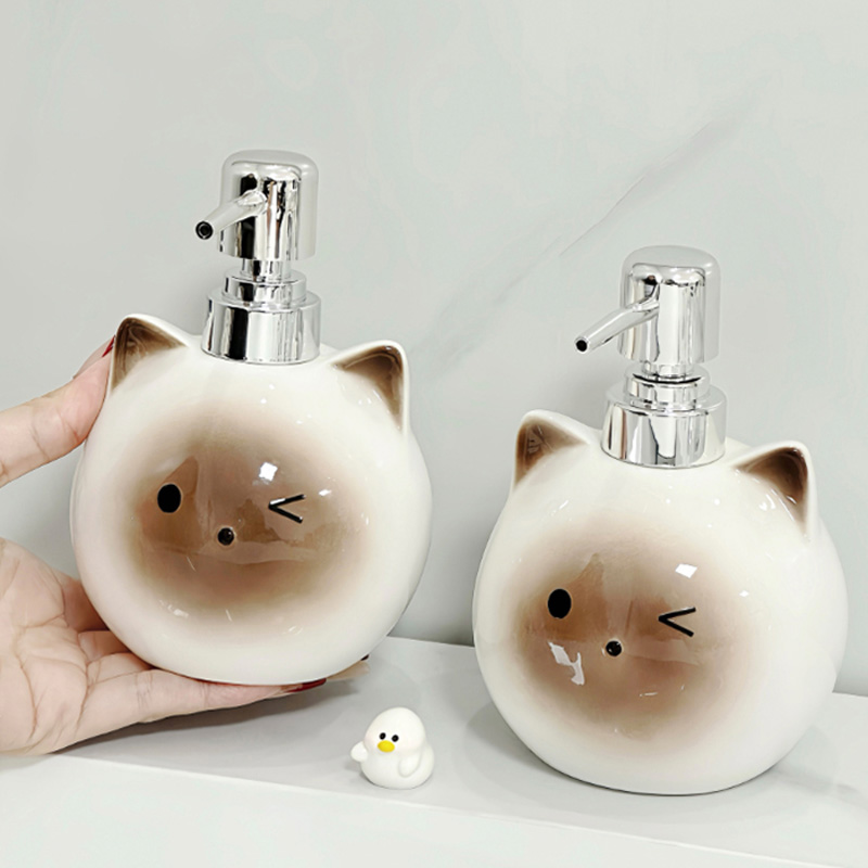 猫のポンプディスペンサー 約460ml 1個 ローションボトル シャンプー