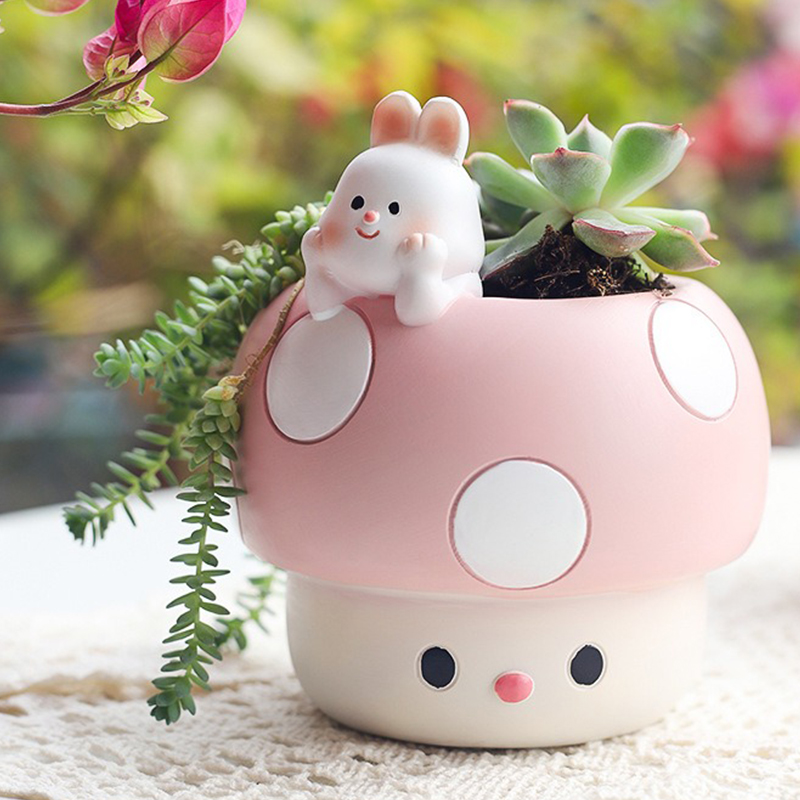 きのこプランター 4色からご選択 植木鉢 植物栽培 丸型 円形 小物入れ
