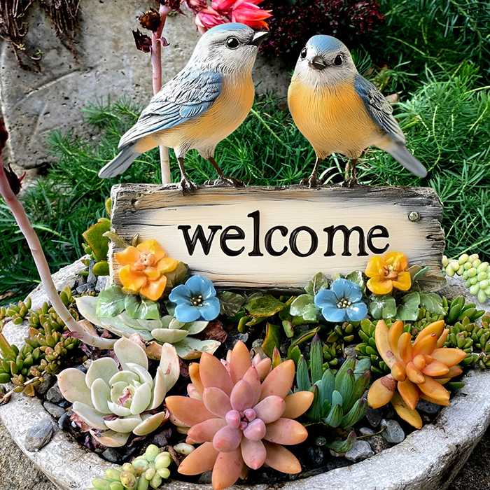 小鳥のウェルカムボード オブジェ 置物 インテリア ガーデニング