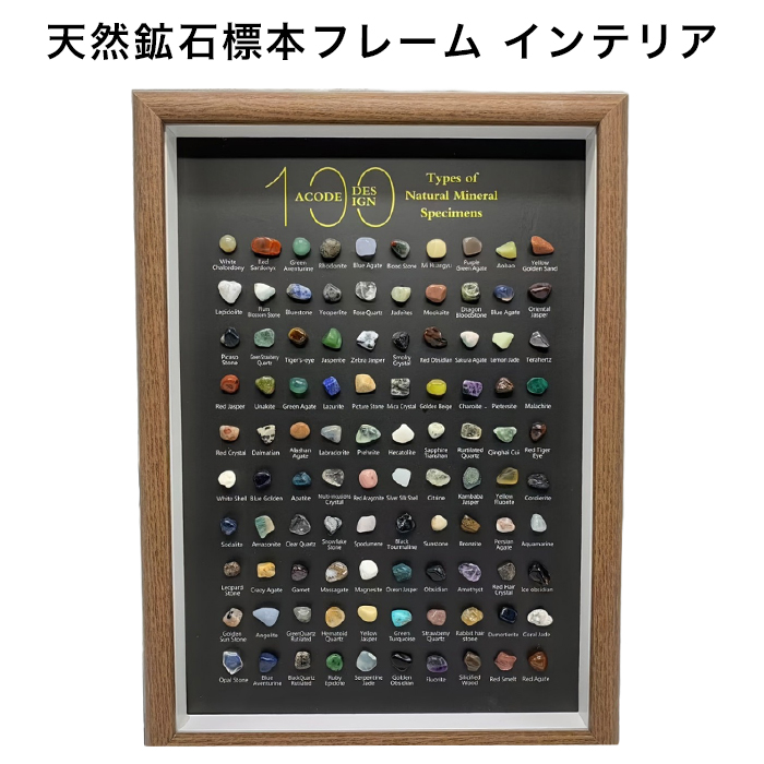 ニューカレドニア 鉱石標本 木製フレーム 天然鉱石標本フレーム 天然石 100種類セット インテリア 鉱物