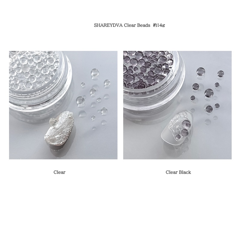 シャレドワ SHAREYDVA Clear Beads 約14g 2色からご選択 Clear ClearBlack ミックスサイズ ネイルパーツ クリアパーツ ネイルアート 新品 送料無料