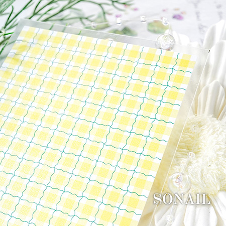 ソーネイル SONAIL Soft Lemon Check FY002309 1枚 ネイルシール