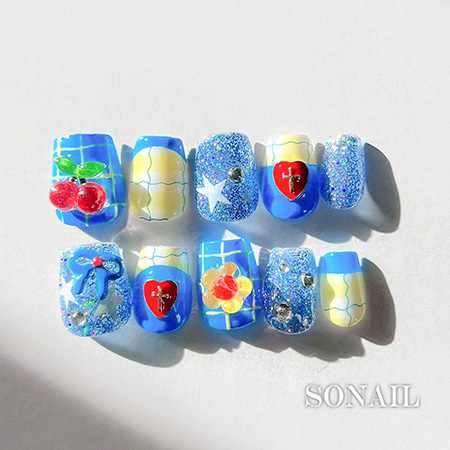 ソーネイル SONAIL Soft Lemon Check FY002309 1枚 ネイルシール