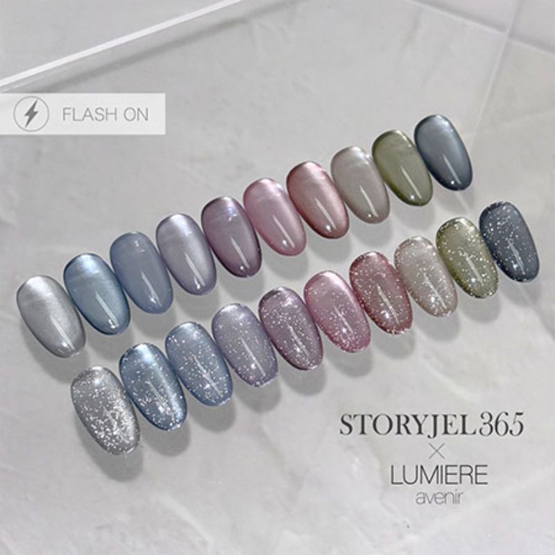LUMIRE×ストーリージェル365限定マグネットネイル8個フルセット全色 STORY JEL 365 × LUMIERE カラージェル 4g 10色からご選択 FG01-FG10