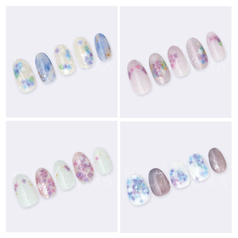 ツメキラ 紫陽花パステル 紫陽花8 ウェーブ用ガイドシール フレンチ