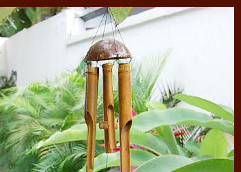 アジアン雑貨 ココナッツシェルとバンブーのウィンドチャーム 風鈴