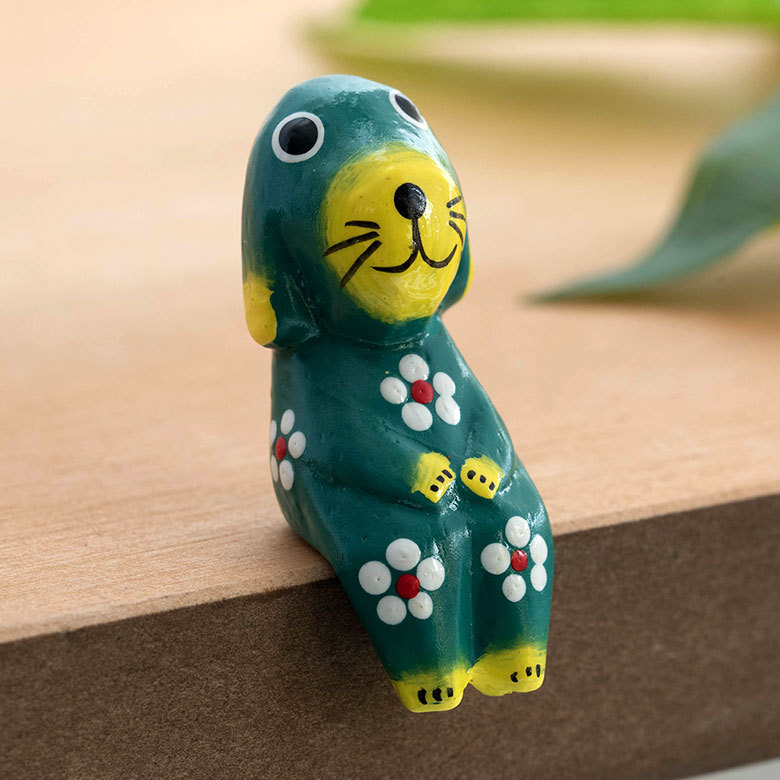 人形 木彫り 犬 置物 アジアン雑貨 カラフル 木製 バリ犬オブジェ 1匹 