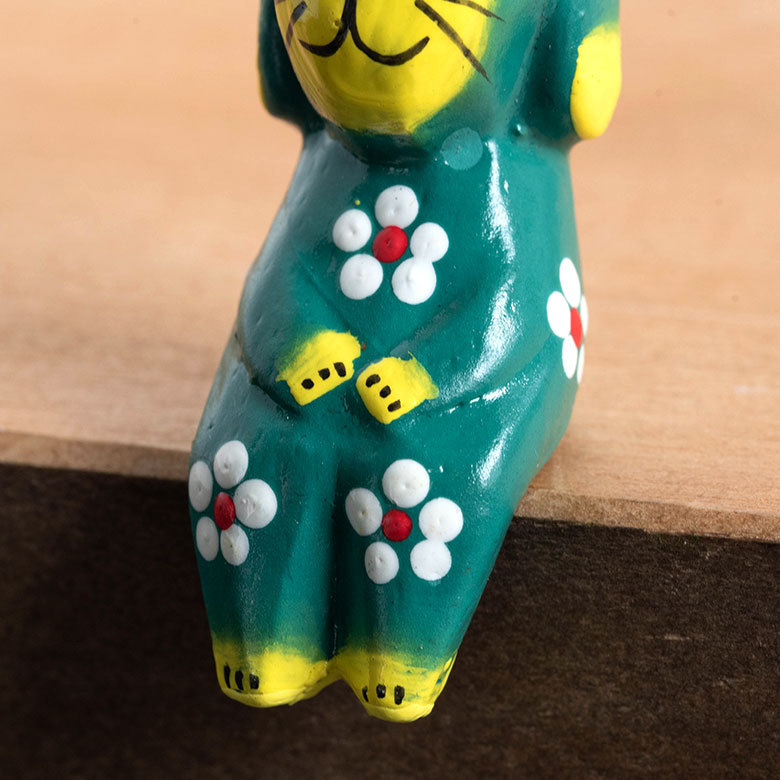 人形 木彫り 犬 置物 アジアン雑貨 カラフル 木製 バリ犬オブジェ 1匹 