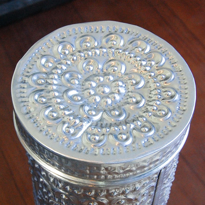 ◆フランスアンティーク｜シルバー缶Aアルミ製蓋付き小物入れ花アールヌーボーケース 収納ケース アルミ 筒型 小物入れ ペンケース お香入れ バリ雑貨