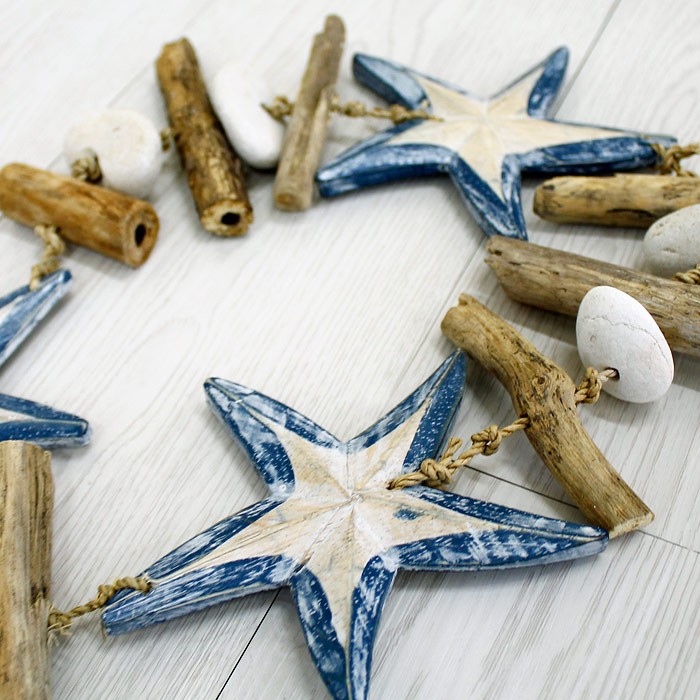 オーナメント 壁飾り 流木 ヒトデ ブルー ロング ビーチ 西海岸 男前
