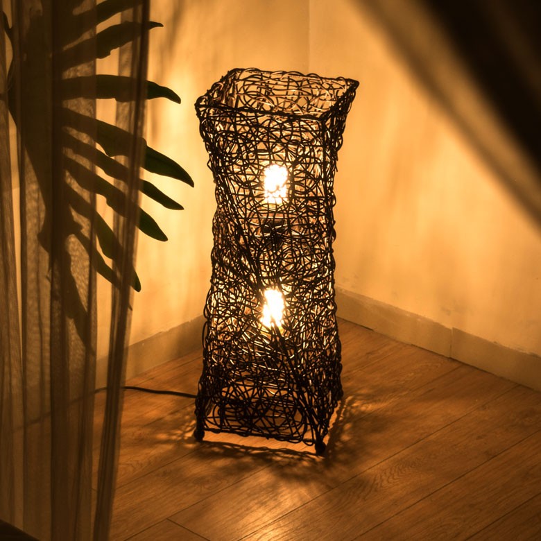 フロアライト 照明 スタンド ラタン製 籐 高さ約60cm アジアン バリ