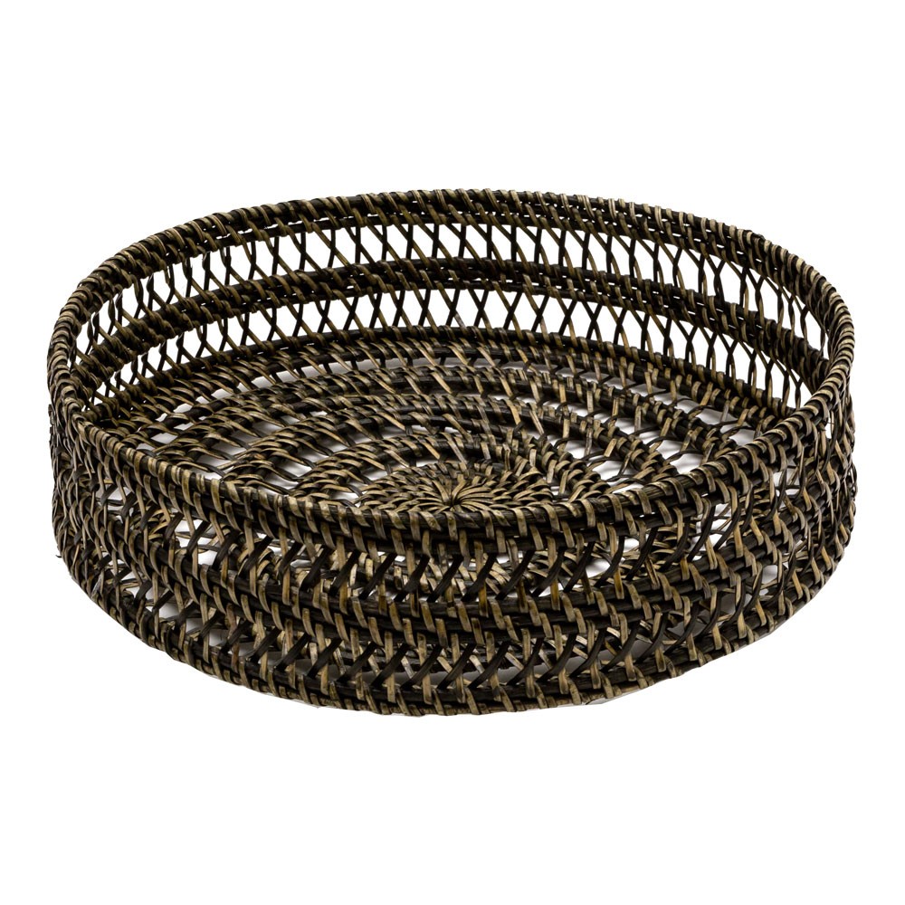 トレイ ラタン製 円形 かごバスケット デコレーショントレイ フルーツバスケット 小物収納 かご 小物入れ 籐 アジアン雑貨 13827 | ELEMENTS（インテリア） | 01