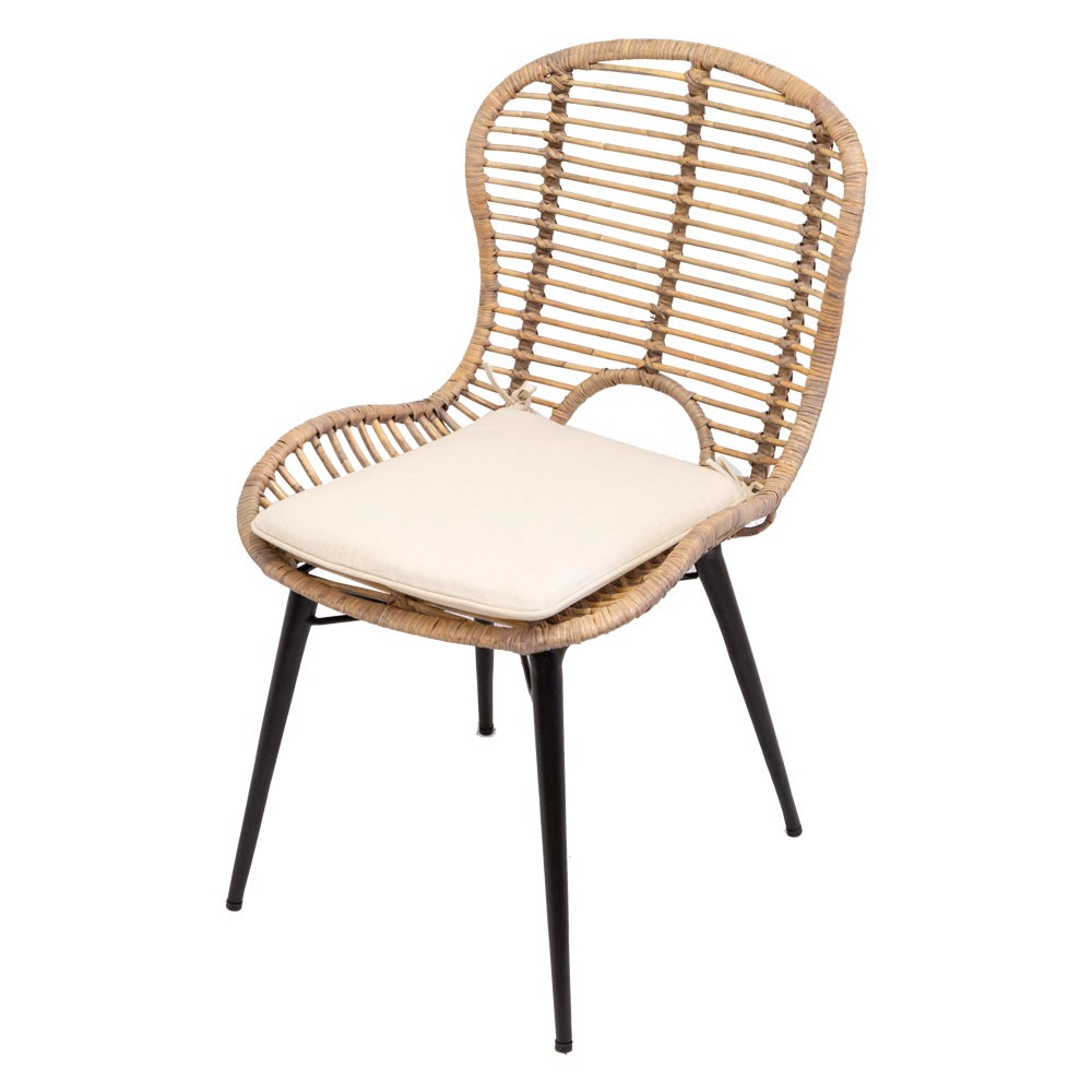 チェア イス ラタン 籐 シンプル アイアン 一人掛け 肘なし 背もたれ付き 格子状 ブラック ベージュ アジアン家具 モダン 13860-mt | ELEMENTS（インテリア） | 02