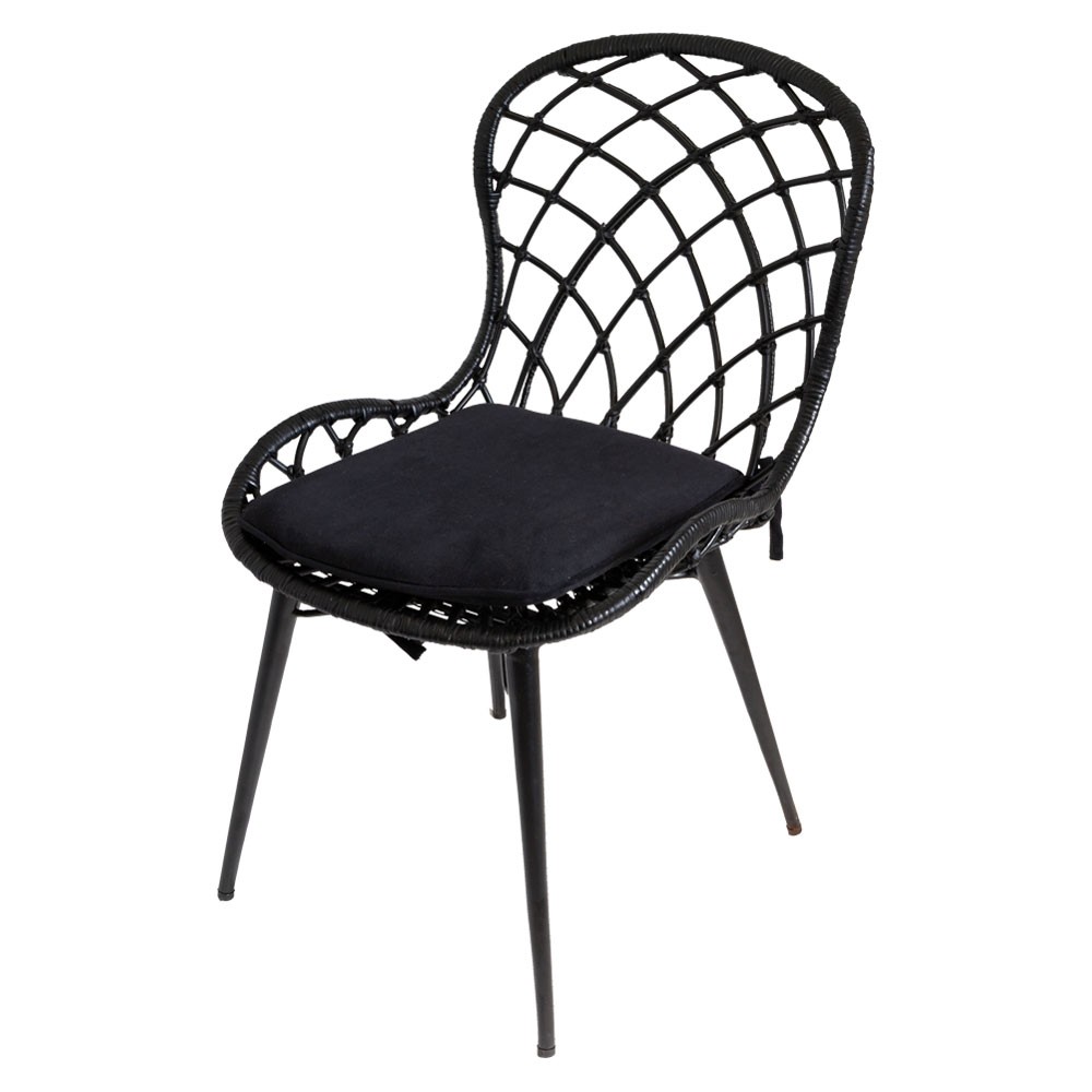 チェア イス ラタン 籐 シンプル アイアン 一人掛け 肘なし 背もたれ付き メッシュ状 ブラック ベージュ アジアン家具 モダン 13870-mt | ELEMENTS（インテリア） | 01