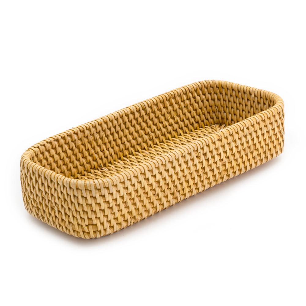 トレイ トレー 長方形 ボックス カトラリーケース ラタン 籐 ホワイト ナチュラル W約25.5cm アジアン リゾート テーブルコーディネート13978 | ELEMENTS（インテリア） | 01