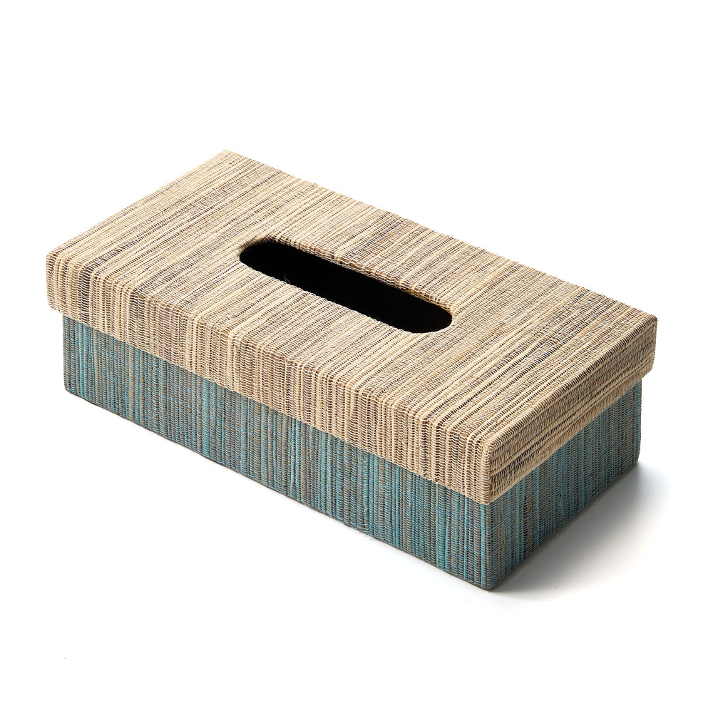 ティッシュ ケース ふた付 ボックス カバー ウォーターヒヤシンス ブルー ピンク W 27cm D 13.5cm H 7.5cm ホルダー おしゃれ 北欧 西海岸風 14026 | ELEMENTS（インテリア） | 01