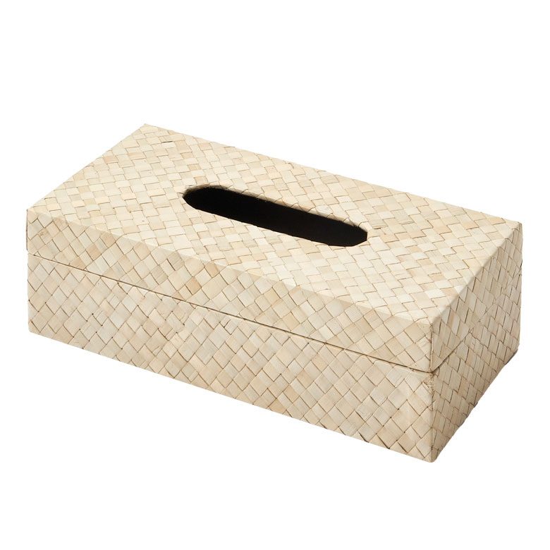 蓋付き ティッシュケース レギュラーサイズ ティッシュカバー パンダン 葉 天然素材 ティッシュ 卓上 おしゃれ 北欧 リゾート 雑貨 インテリア 西海岸 14189 | ELEMENTS（インテリア） | 01