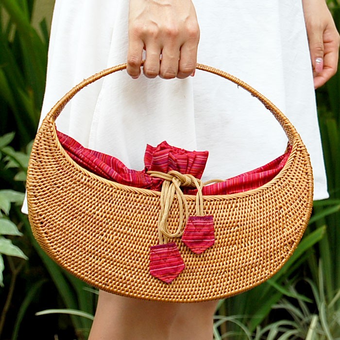 アタバッグ かごバッグ かご バッグ ラウンド 約 W 26cm D 10cm H 35cm