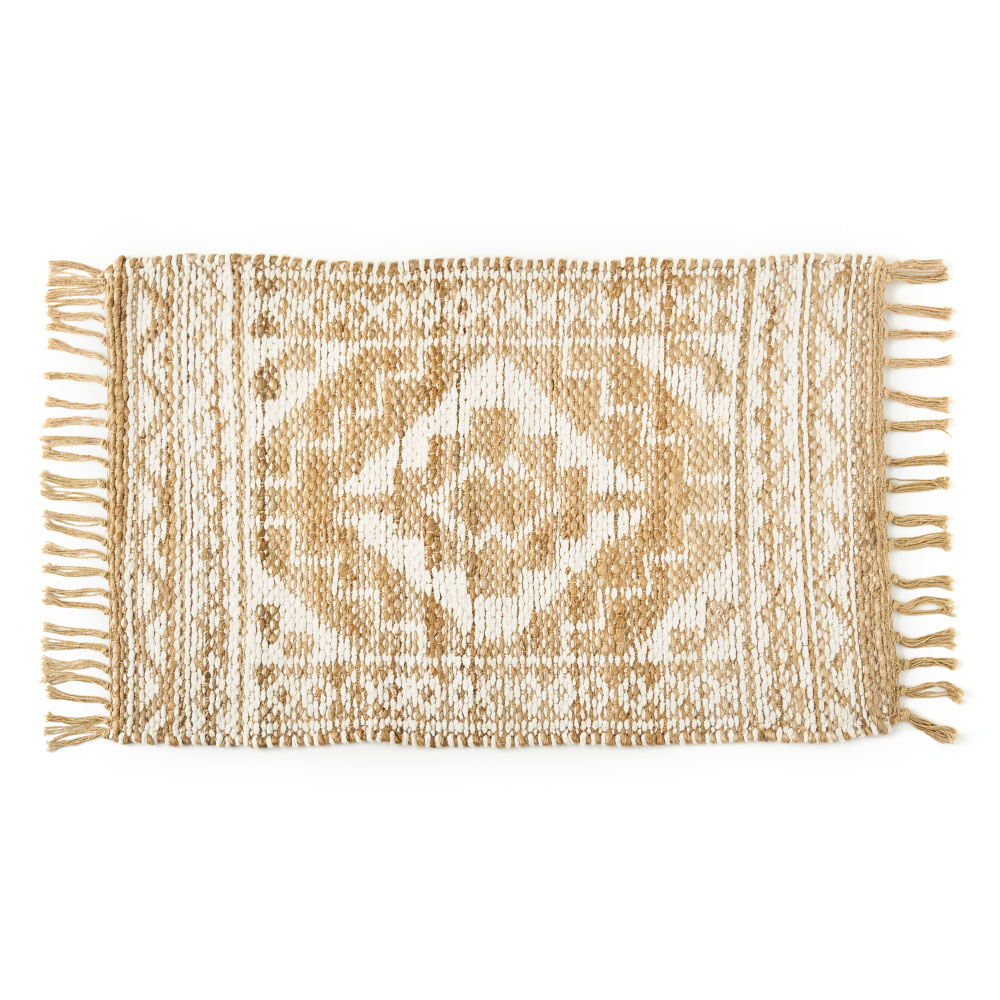 玄関 マット ジュート ラグ 麻 綿 コットン シェニール フリンジ付き インド オールシーズン リバーシブル 2way おしゃれ インテリア BOHO 北欧 西海岸 34516 | ELEMENTS（インテリア） | 01