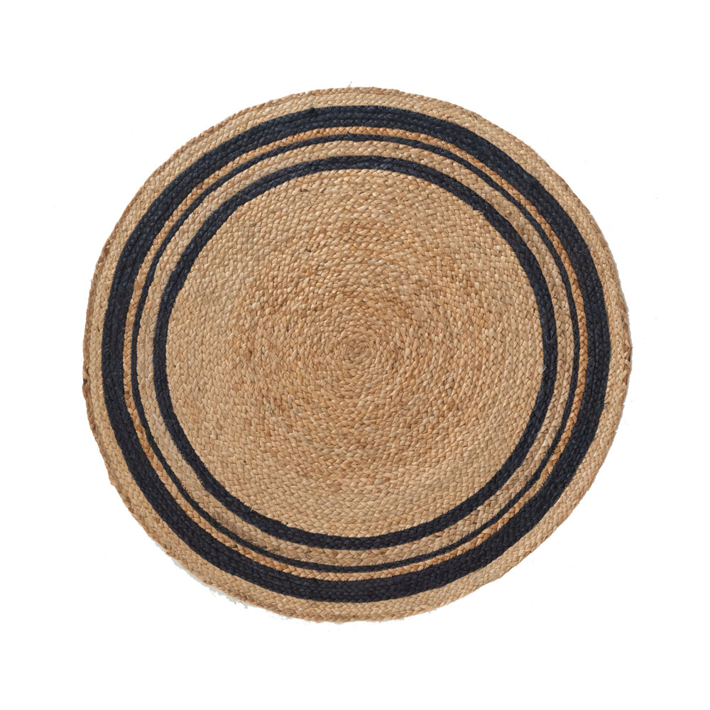 ラグ カーペット ジュート 幅90cm 90×90 円形 丸 マット インド製 麻 ライン オールシーズン 春 夏 秋 冬 ナチュラル おしゃれ 北欧  インテリア 西海岸 34530 | ELEMENTS（インテリア） | 01