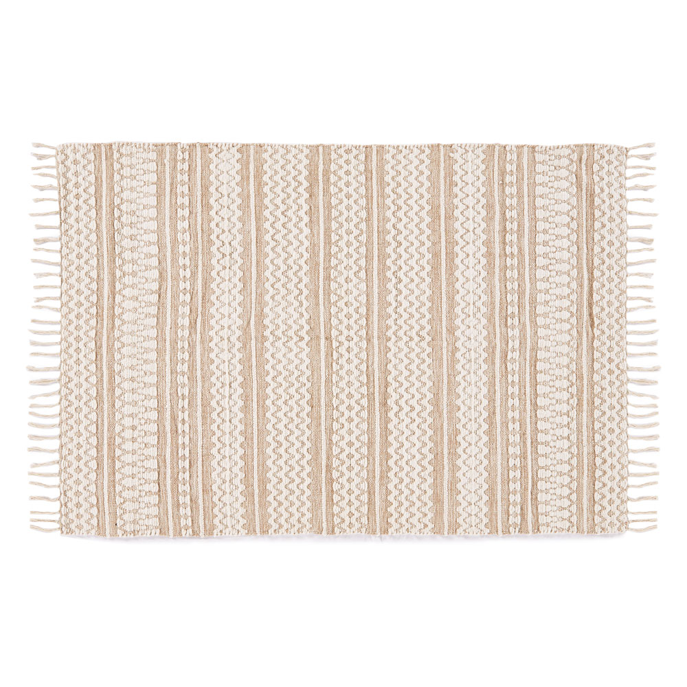 ラグ マット リビング コットン シンメトリー柄 ダイヤ ボーダー 絨毯 じゅうたん カーペット おしゃれ 北欧 インテリア モダン 西海岸 34576 | ELEMENTS（インテリア） | 01