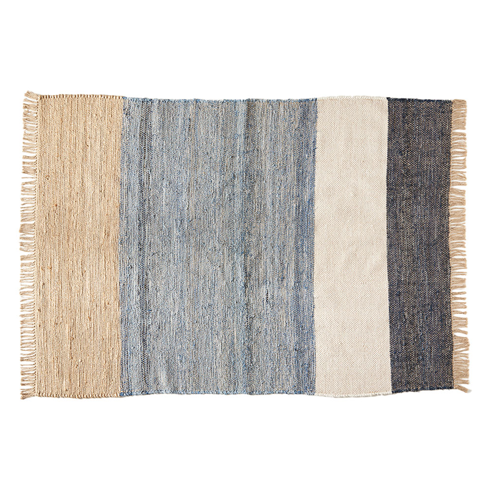ラグ カーペット ラグマット コットン 130×190 1.5畳 天然素材 マット 裂き織り フリンジ付き 敷物 絨毯 おしゃれ 北欧 リゾート 雑貨 インテリア 西海岸 346 | ELEMENTS（インテリア） | 01