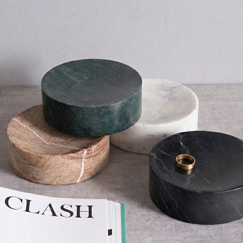 アクセサリートレイ 大理石 円形 13cm プレート トレー 天然石 小物