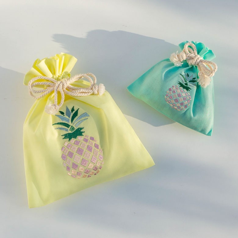 巾着袋 Mサイズ ベトナム 刺繍 オリジナル ポーチ ベトナム雑貨 ギフト