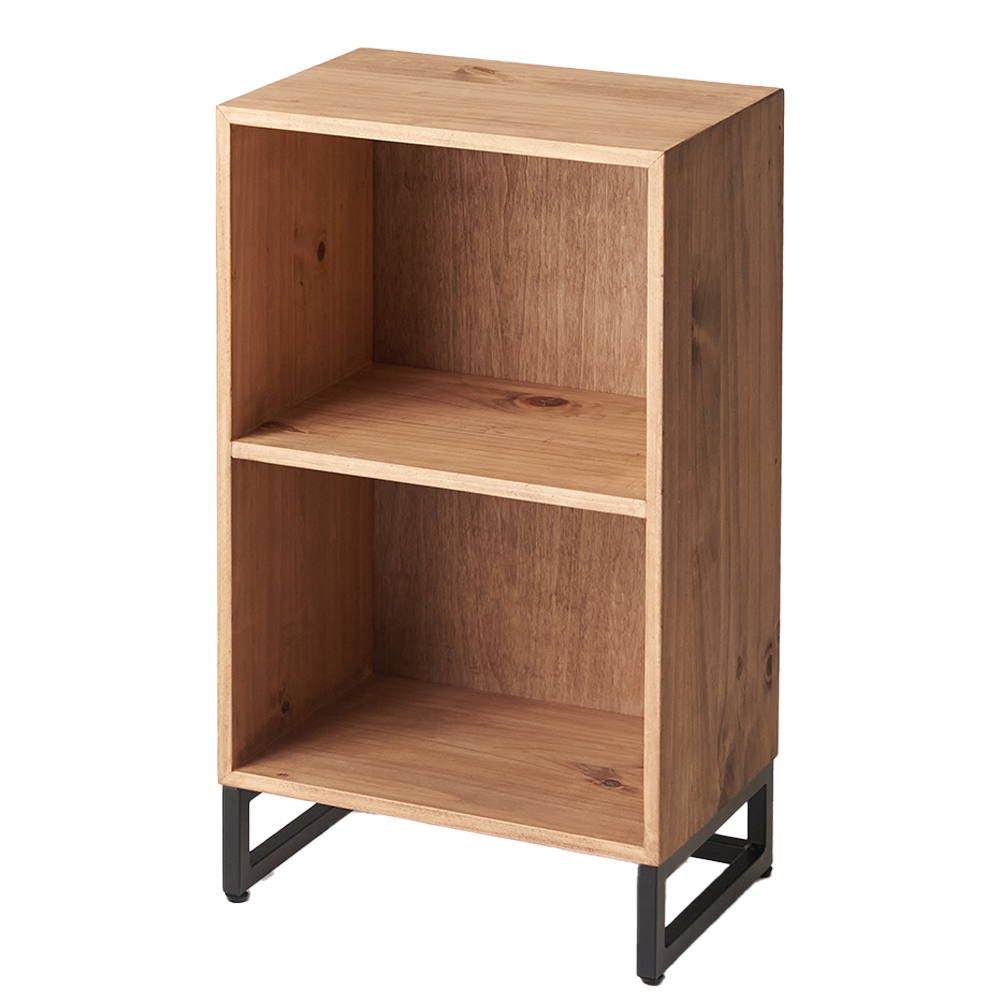 完成品 本棚 スリム 木製 2段 棚 ブック シェルフ ラック 書棚 雑誌 収納 本 収納棚 おしゃれ 低い おしゃれ 北欧 家具 インテリア 西海岸風 サーフ 51371 | ELEMENTS（インテリア） | 01