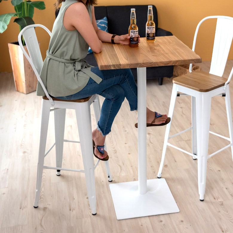 ダイニングテーブル 2人用 バーテーブル ハイテーブル スチール製 幅