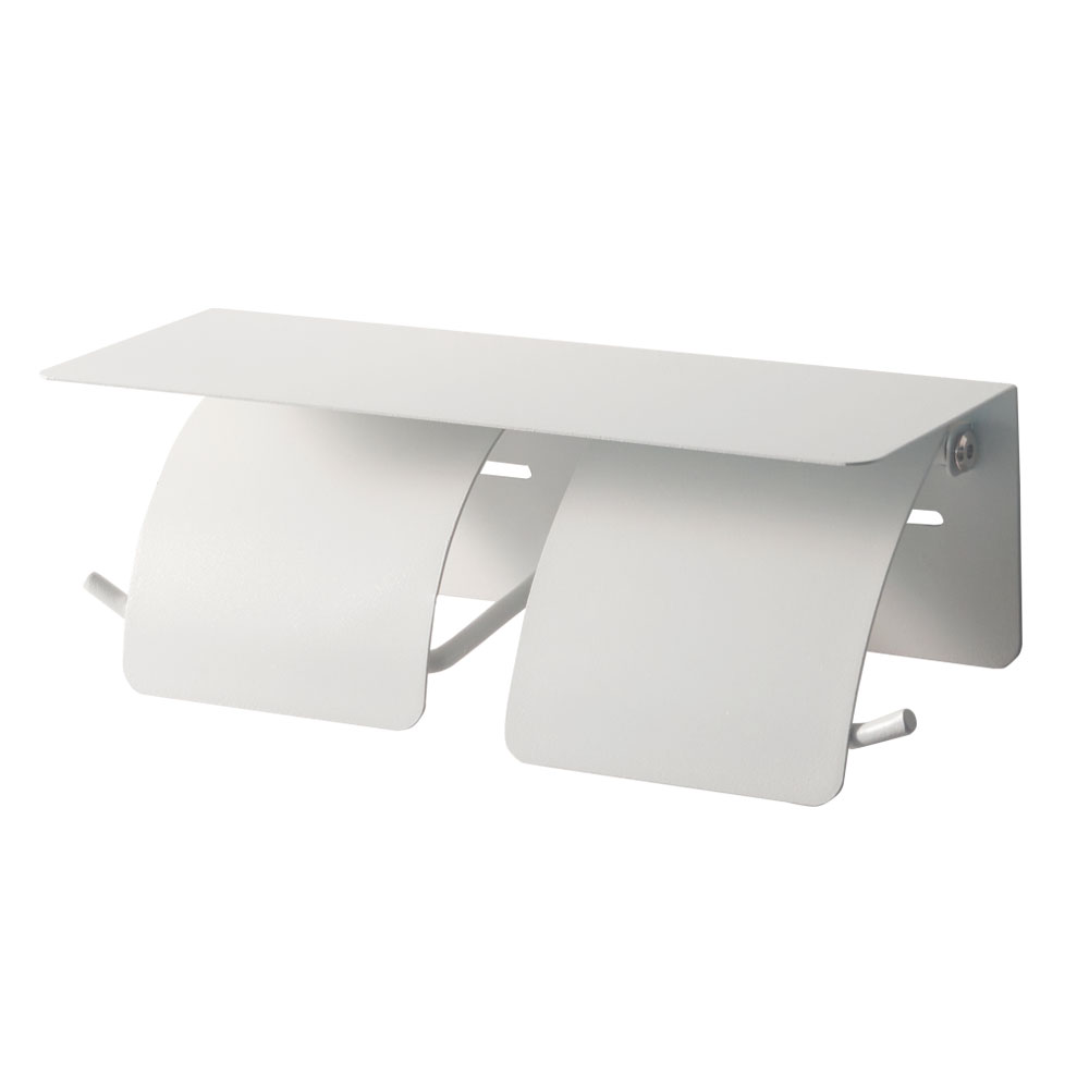 トイレット ペーパー ホルダー ダブル  2連 棚付 スチール 収納 DIY シンプル フタ カバー 付き おしゃれ 北欧 リゾート 雑貨 インテリア 西海岸 84304 | ELEMENTS（インテリア） | 03