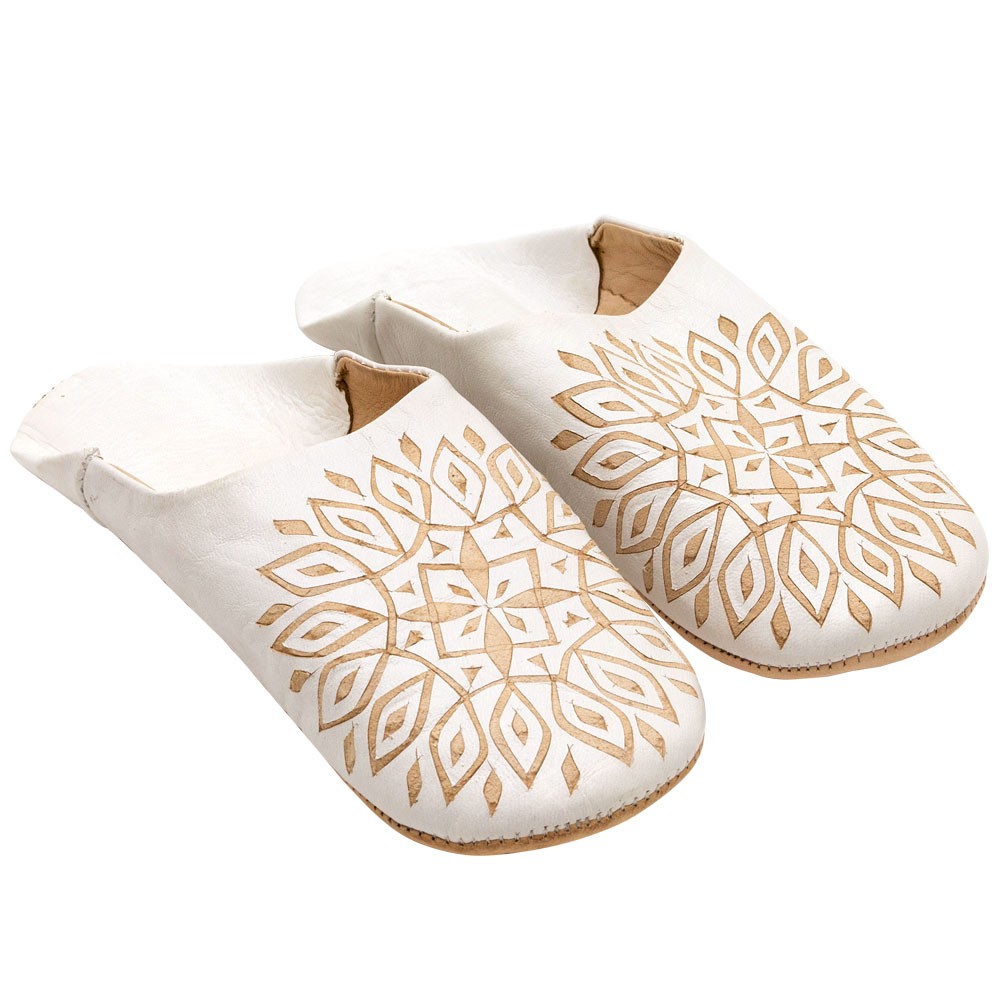 スリッパ モロッコ バブーシュ 幾何学 レザー 室内用 ルームシューズ レディース 来客用 おしゃれ 90044 | ブランド登録なし | 01