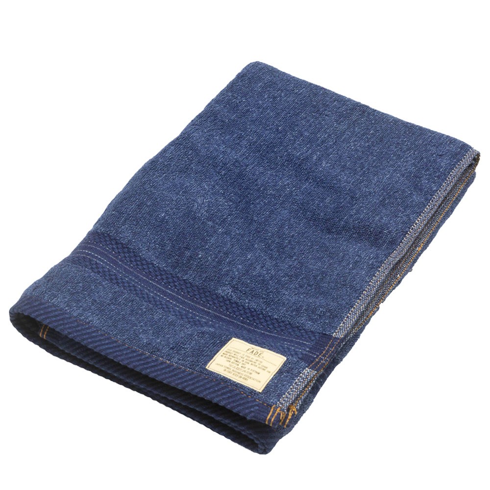 大判バスタオル ふわふわ バスタオル コットン ウォッシュド デニム風 ジーンズ風 ネイビー ブルー ヴィンテージカラー おしゃれ かっこいい 90182 | ブランド登録なし | 01