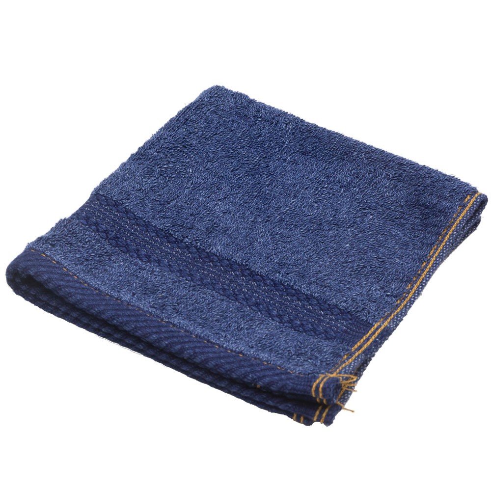 ウォッシュタオル タオル ふわふわ コットン ウォッシュド デニム風 ジーンズ風 ネイビー ブルー ヴィンテージカラー おしゃれ かっこいい 90185 | ブランド登録なし | 01