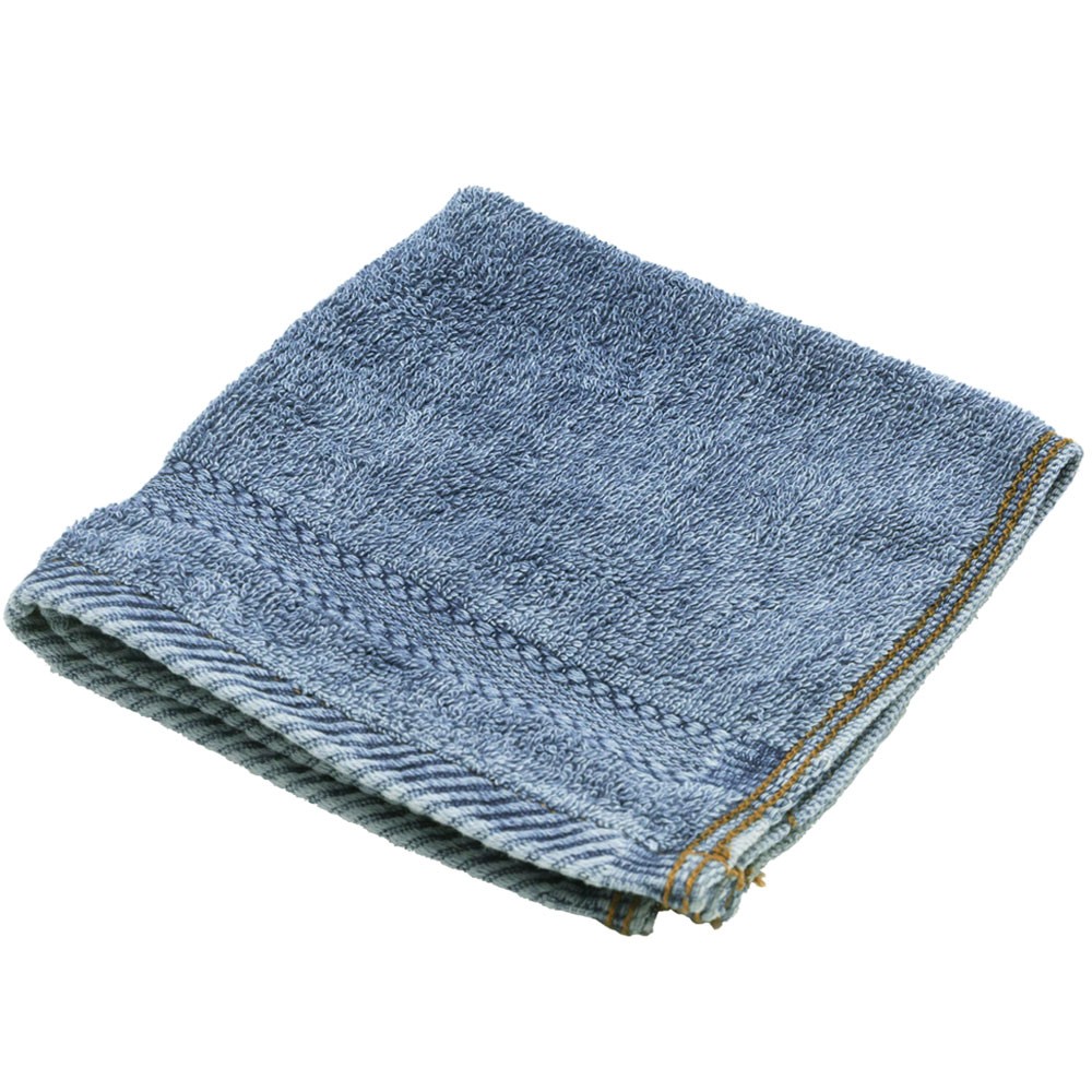 ウォッシュタオル タオル ふわふわ コットン ウォッシュド デニム風 ジーンズ風 ネイビー ブルー ヴィンテージカラー おしゃれ かっこいい 90185 | ブランド登録なし | 03