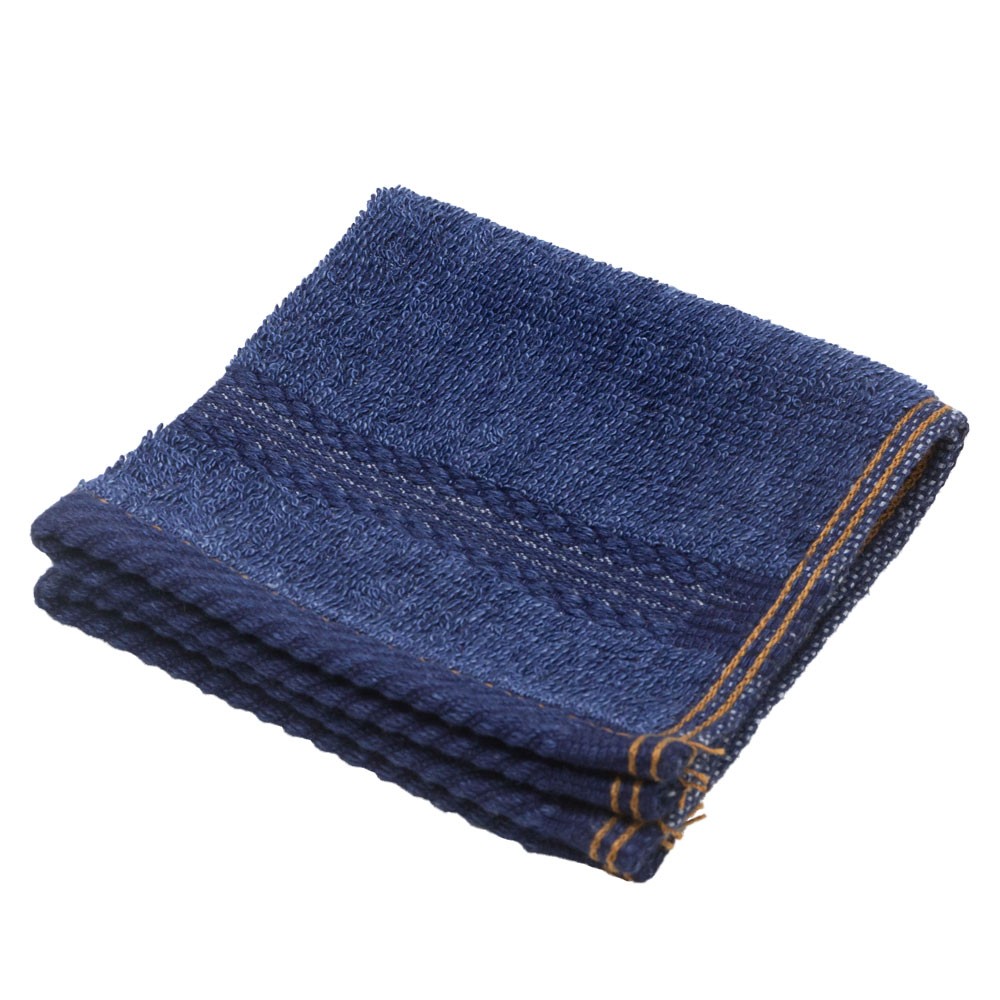 タオルハンカチ タオル ハンカチ ふわふわ コットン ウォッシュド デニム風 ジーンズ風 ネイビー ブルー ヴィンテージカラー おしゃれ かっこいい 90186 | ブランド登録なし | 01