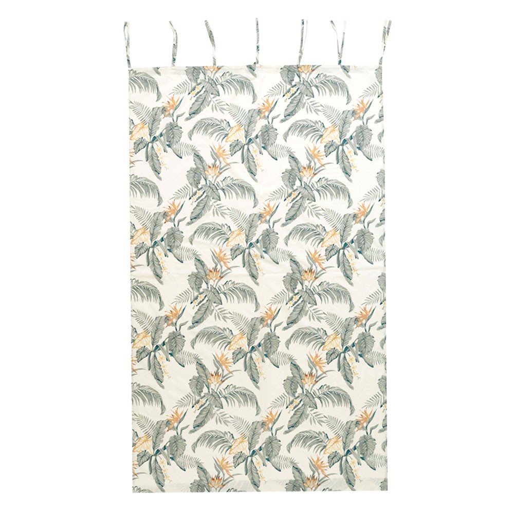 メール便対応 カーテン 幅110×丈178cm 綿100% フラットカーテン 極楽鳥花 ファブリック オールドハワイアン ボタニカル柄 ナチュラル おしゃれ 南国 90219 | ブランド登録なし | 01