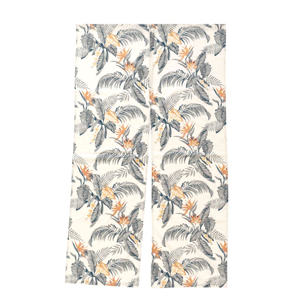 メール便対応 のれん 幅85×丈150cm  綿100% オールドハワイアン ボタニカル柄 ナチュラル おしゃれ 極楽鳥花 ファブリック ストレチア 南国スタイル 90220 | ブランド登録なし | 01