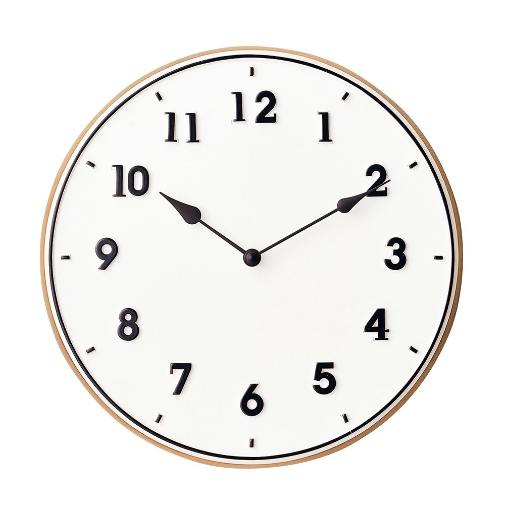 時計 壁掛け時計 丸型 直径30cm 合成樹脂 木 スイープムーブメント ウッド おしゃれ ウッドフレーム 立体文字 ナチュラル 北欧 シンプル かわいい 90276 | INTERFORM | 02