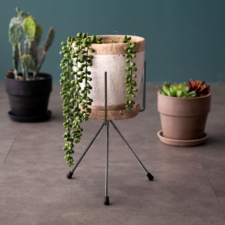 プランタースタンド アイアン スチール 直径17.5cm H25cm ブラック